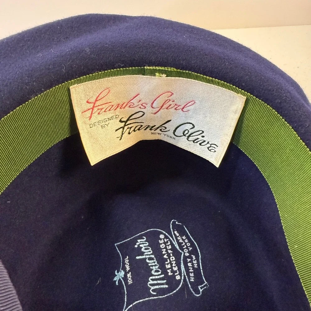 Frank Olive Vintage Wool Hat | 1960s‎ Union Made Navy Wide Brim | Frank's Girl